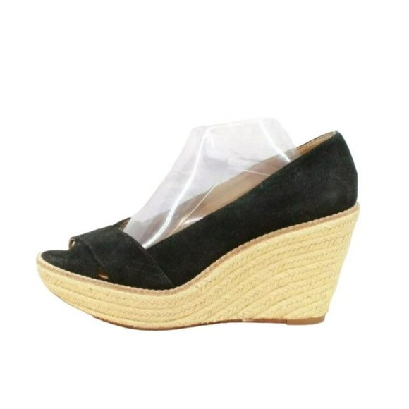 Michael Kors Shoes - Michael Kors Black Suede Espadrille Signature Wedges Sandals Size 11 M